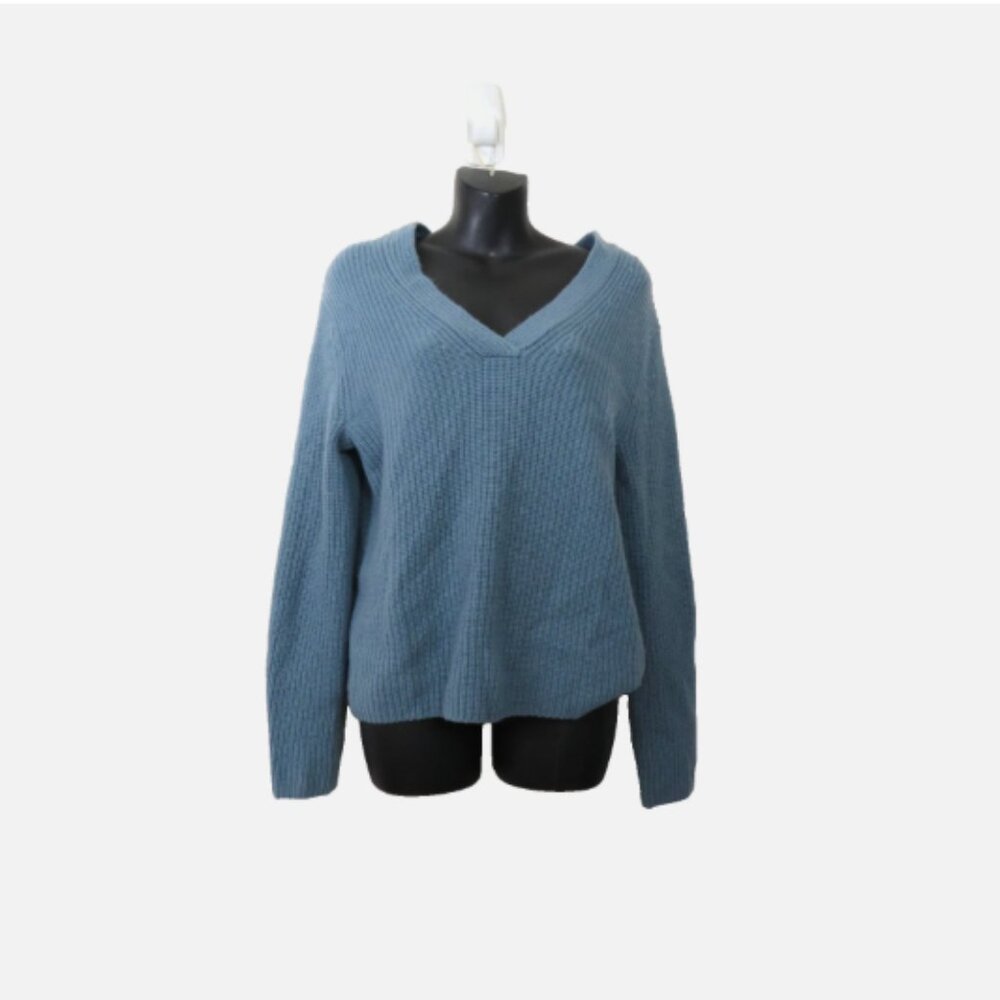 Vince size Small Wool Cashmere Knit V Neck Sweater Blue NEW